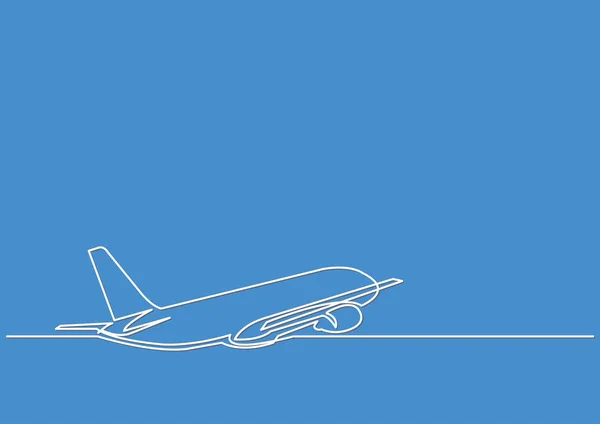 Desenho Linha Contínua Avião Jato — Vetor de Stock