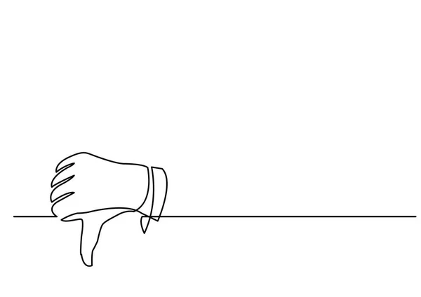 Kontinuerlig Linje Ritning Handen Som Visar Motvilja — Stock vektor