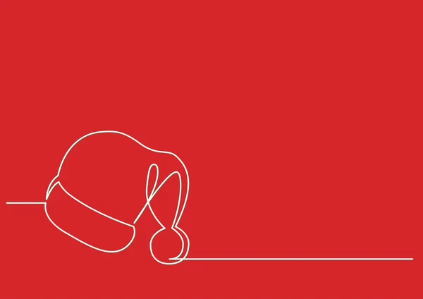 サンタ クロースの帽子の連続線の描画 — ストックベクタ