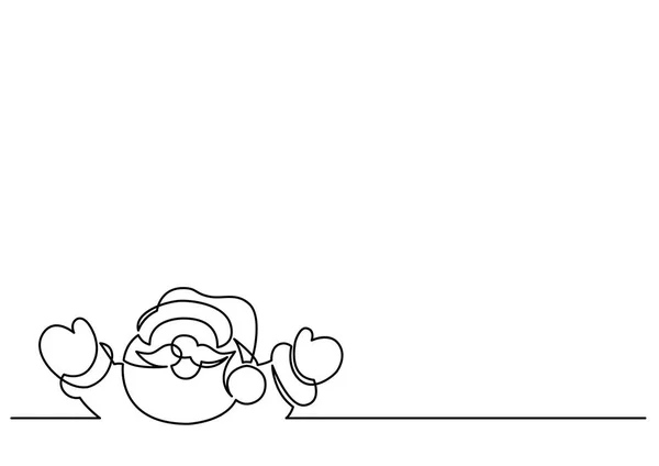 Continuous Line Drawing Santa Claus — Stock Vector