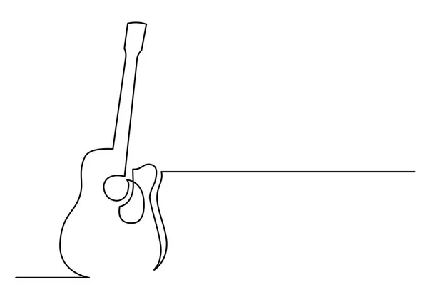 Непрерывный Линейный Рисунок Акустической Гитары — стоковый вектор