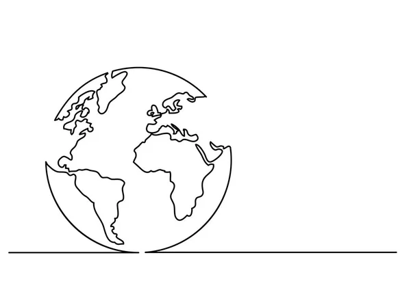 Dessin Ligne Continue Globe — Image vectorielle