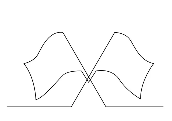 Dessin Ligne Continue Deux Drapeaux — Image vectorielle