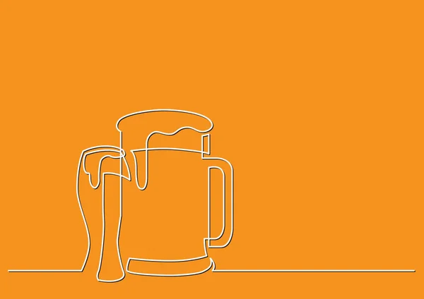 Dessin Linéaire Objet Vectoriel Isolé Pinte Bière Verre — Image vectorielle