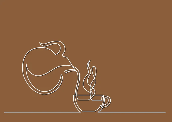 Одна Строка Рисунка Изолированного Векторного Объекта Чашка Кофе Банка — стоковый вектор