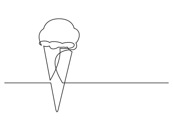 Desenho Uma Linha Objeto Vetorial Isolado Cone Sorvete — Vetor de Stock