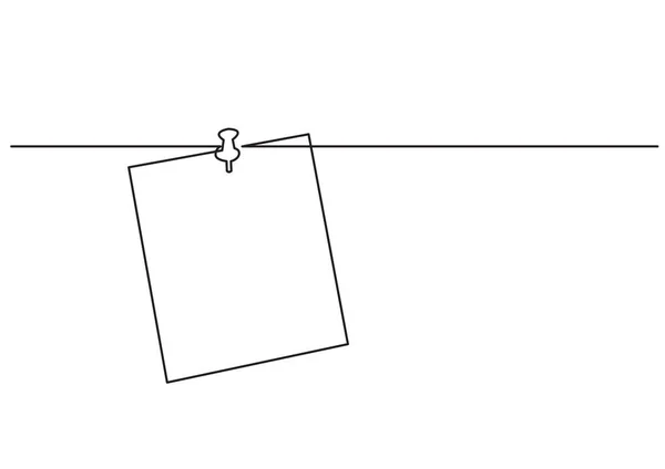 Dibujo Una Línea Objeto Vectorial Aislado Nota Papel Alfiler — Vector de stock