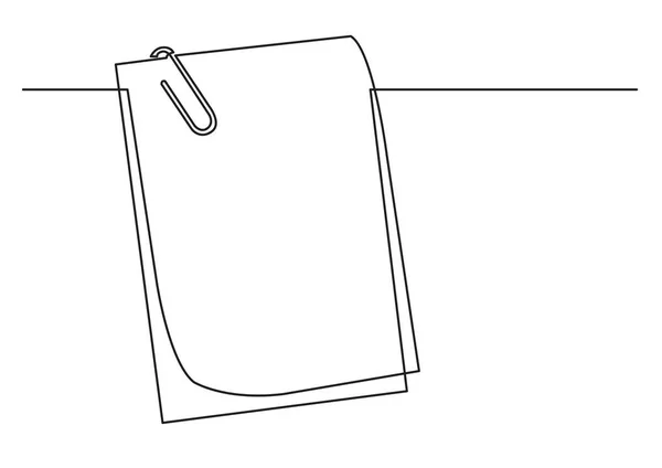 Dibujo Una Línea Objeto Vectorial Aislado Papeles Con Clip Papel — Vector de stock