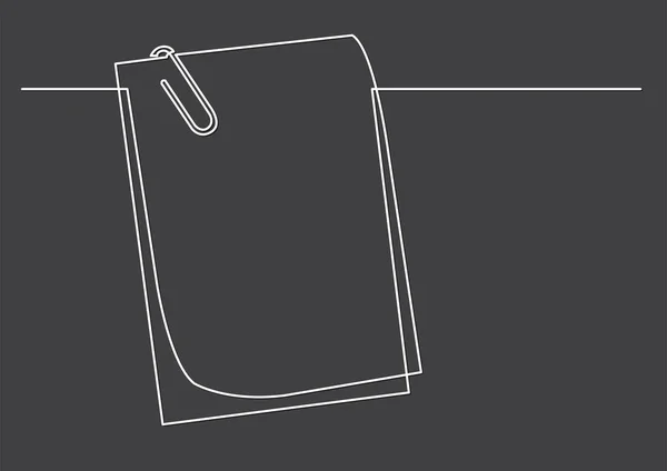 Dibujo Una Línea Objeto Vectorial Aislado Papeles Con Clip Papel — Archivo Imágenes Vectoriales