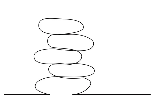 Desenho Uma Linha Objeto Vetorial Isolado Balanceamento Rochas — Vetor de Stock