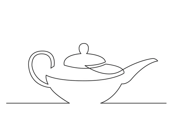 Desenho Uma Linha Objeto Vetorial Isolado Bule Chá — Vetor de Stock