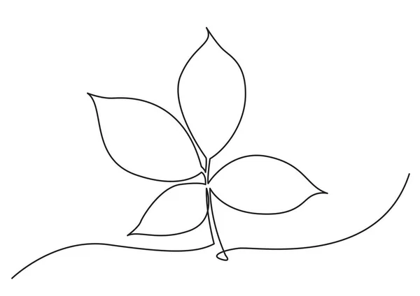 Dibujo Una Línea Objeto Vectorial Aislado Hoja Árbol — Vector de stock