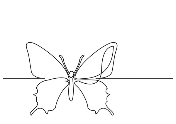 Непрерывное Рисование Линии Изолированного Векторного Объекта Бабочки — стоковый вектор
