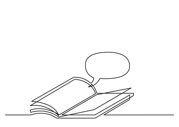 One line drawing, open book. Vector object illustration