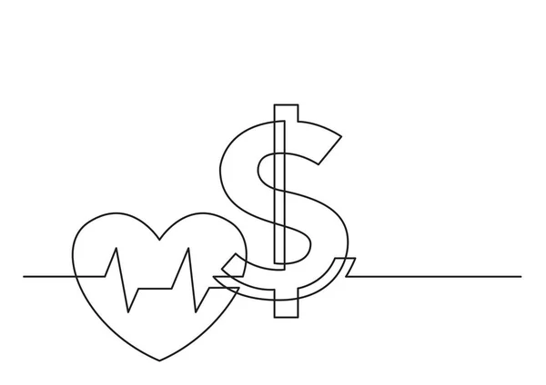 Desenho Uma Linha Objeto Vetorial Isolado Custo Cuidados Saúde Com — Vetor de Stock