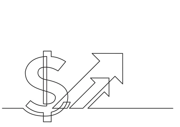 Dessin Une Ligne Objet Vectoriel Isolé Signe Dollar Avec Flèche — Image vectorielle