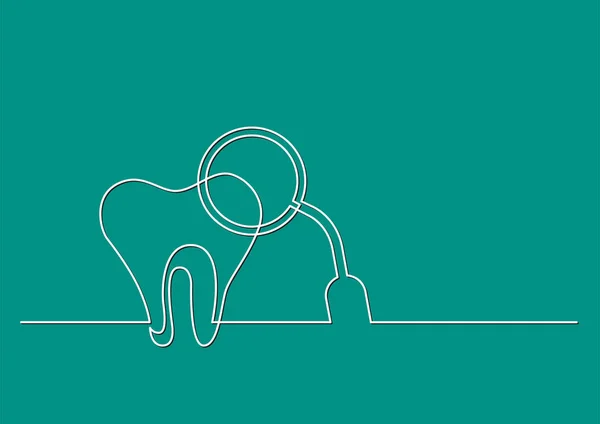 Один Лінійний Малюнок Ізольованого Векторного Єкта Зуб Людини Інструментом Стоматолога — стоковий вектор