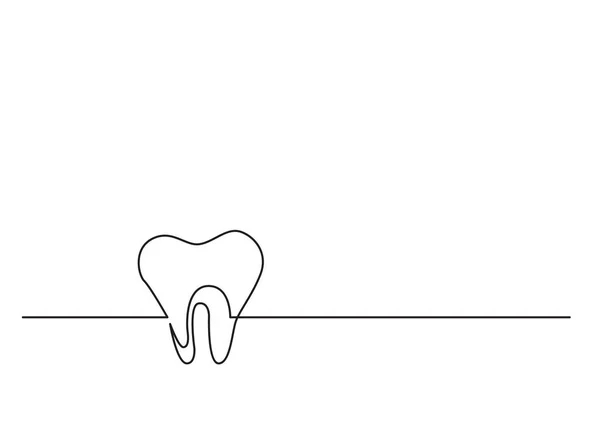 Desenho Uma Linha Objeto Vetorial Isolado Dente Humano —  Vetores de Stock