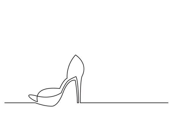 Dibujo Una Línea Objeto Vectorial Aislado Zapato Tacón Alto — Vector de stock