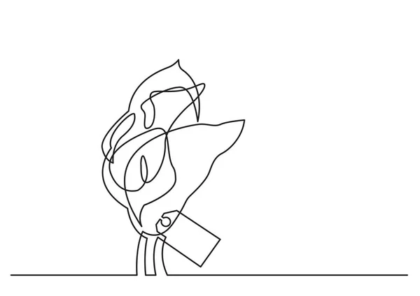 Desenho Uma Linha Objeto Vetorial Isolado Flores Lírios Calla — Vetor de Stock