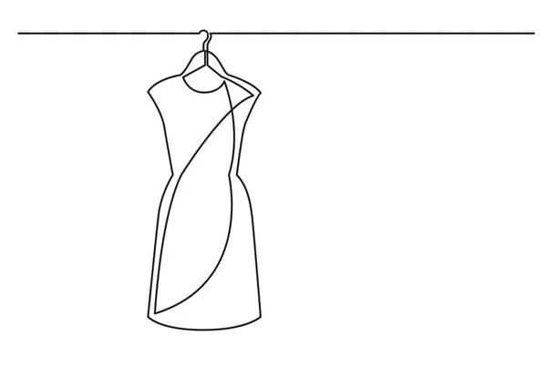 Одна Линия Рисунка Изолированного Векторного Объекта Женское Платье Вешалке — стоковый вектор