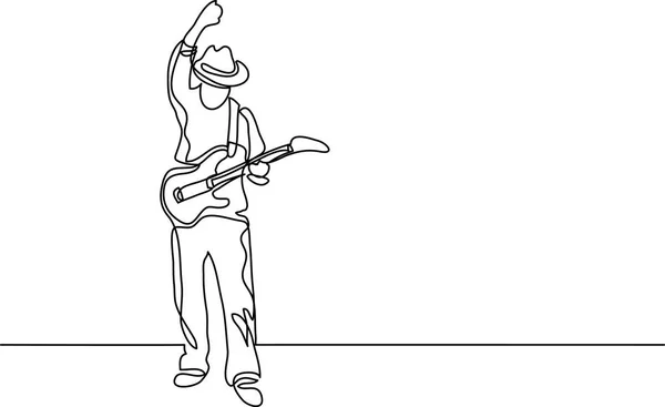 吉他手的连续线条绘制 — 图库矢量图片