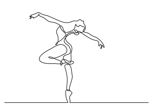 Continuous Line Drawing Woman Ballet Dancer — Stock Vector