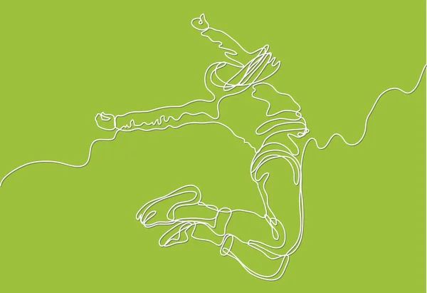 幸せな健康的な男をジャンプの連続線の描画 — ストックベクタ