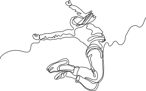 continuous line drawing of happy dancing woman