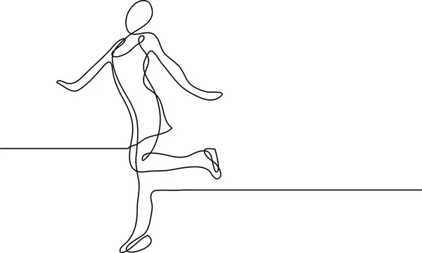 Безперервна Лінія Малюнок Фігурного Катання Дівчини — стоковий вектор