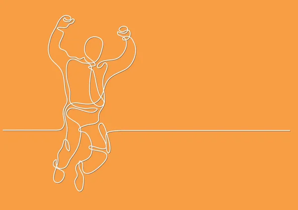 幸せジャンプ実業家の連続線の描画 — ストックベクタ