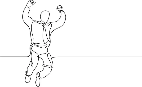 幸せジャンプ実業家の連続線の描画 — ストックベクタ