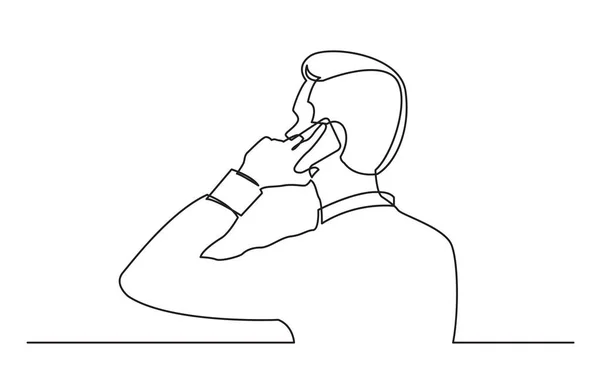 Continuous Line Drawing Man Talking Mobile Pnone — Stock Vector