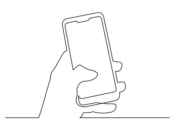 Kontinuierliche Linienzeichnung Der Hand Mit Smartphone — Stockvektor