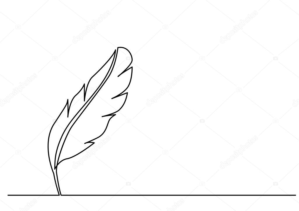 continuous line drawing of quill