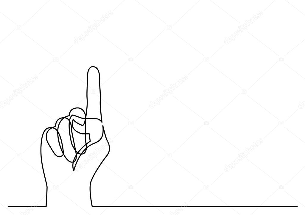 continuous line drawing of hand pointing finger