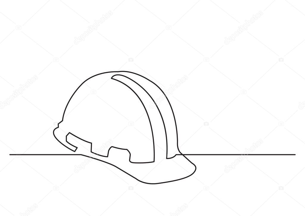 one line drawing of isolated vector object - hard hat