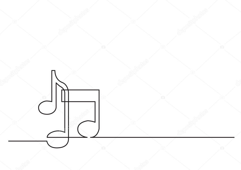 One line drawing of isolated vector object - music notes