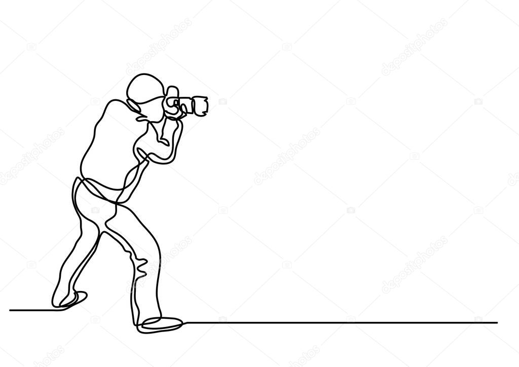 continuous line drawing of photographer making pictures