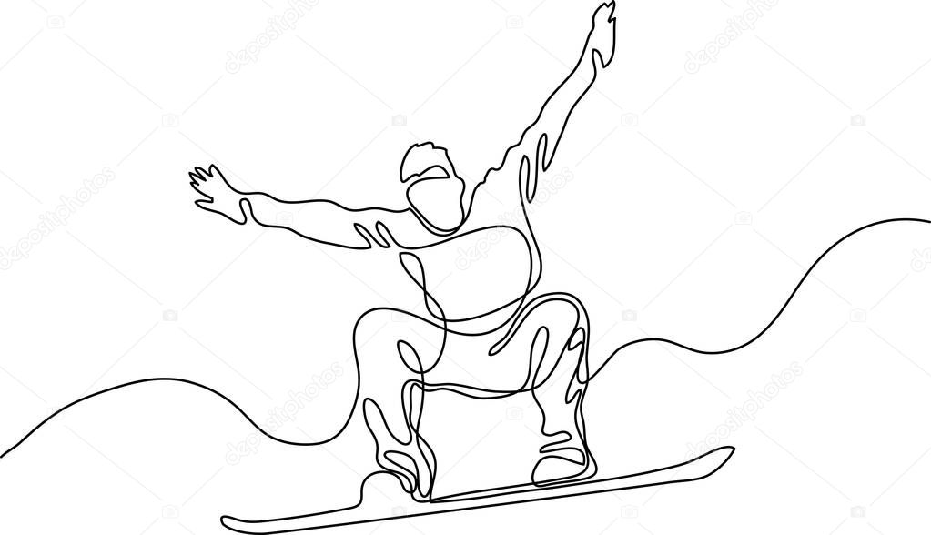 continuous line drawing of jumping happy healthy man