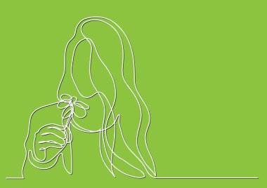 çiçekli kadın sürekli çizgi çizme