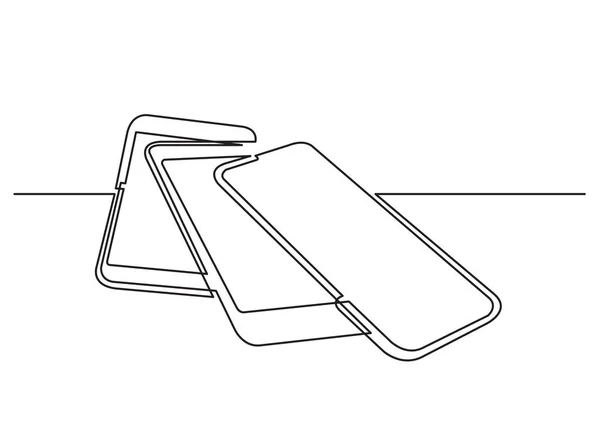 Dibujo Línea Continua Objetos Vectoriales Aislados Varios Teléfonos Móviles Modernos — Vector de stock