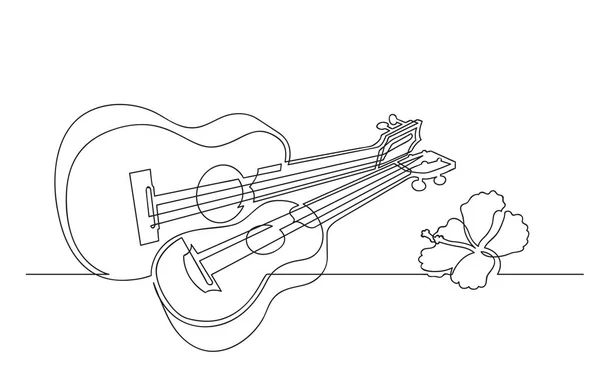 Continu Lijntekening Van Ukelele Gitaar — Stockvector