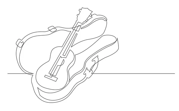 Continu Lijntekening Van Ukulele Hardcase — Stockvector