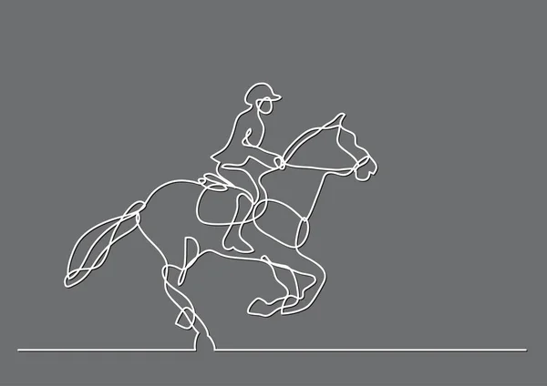 Desenho Linha Contínua Jockey Equitação Cavalo —  Vetores de Stock