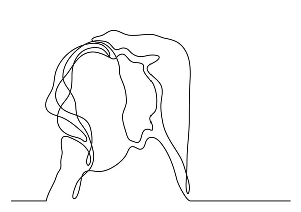 长头发的妇女的连续的线图画 — 图库矢量图片