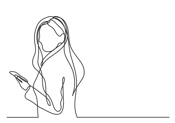携帯電話で女性の連続線の描画 — ストックベクタ