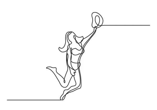 ビーチで幸せな女の連続線の描画 — ストックベクタ