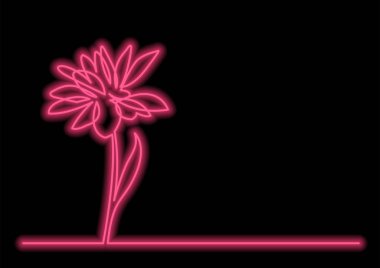 güzel çiçek neon vektör etkisi ile sürekli çizgi çizme