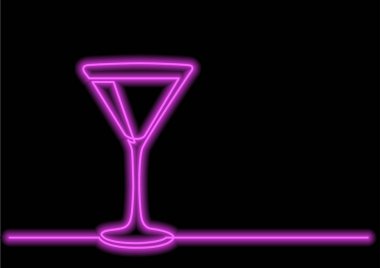 izole vektör nesnesinin - neon vektör etkisi ile kokteyl cam bir çizgi çizme